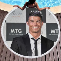 Cristiano Ronaldo spright Football Player Round Beach Towel 1