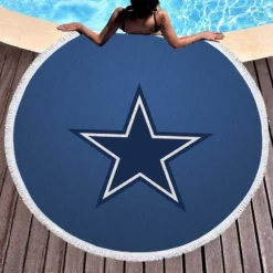 Dallas Cowboys Professional American Football Team Round Beach Towel 1