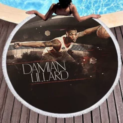 Damian Lillard NBA Portland Trail Blazers Player Round Beach Towel 1