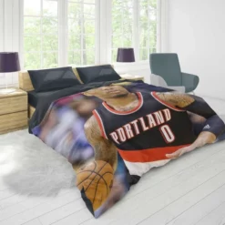 Damian Lillard Powerful NBA Basketball Player Duvet Cover 1