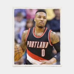 Damian Lillard Powerful NBA Basketball Player Sherpa Fleece Blanket 1