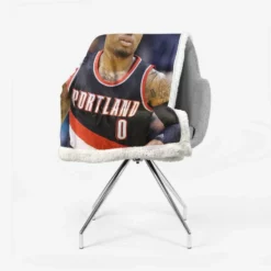 Damian Lillard Powerful NBA Basketball Player Sherpa Fleece Blanket 2