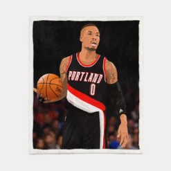 Damian Lillard Top Ranked NBA Basketball Player Sherpa Fleece Blanket 1