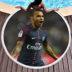 Dani Alves Top Ranked Brazilian Football Player Round Beach Towel 1