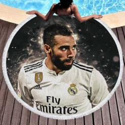 Dani Carvajal Exellelant Defend Football Player Round Beach Towel 1