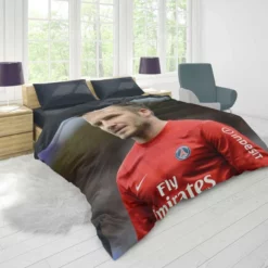 David Beckham Active Player in Red Jersey Duvet Cover 1