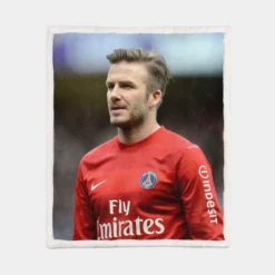 David Beckham Active Player in Red Jersey Sherpa Fleece Blanket 1