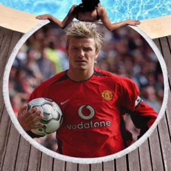 David Beckham Best right winger Round Beach Towel 1