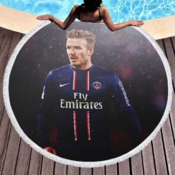 David Beckham Excellent PSG Player Round Beach Towel 1