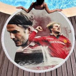 David Beckham Manchester United Football Player Round Beach Towel 1