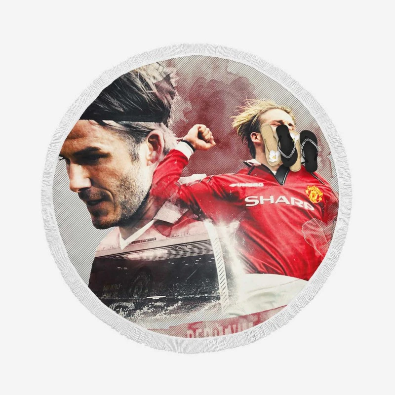 David Beckham Manchester United Football Player Round Beach Towel