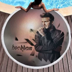 David Beckham Professional English Footballer Round Beach Towel 1