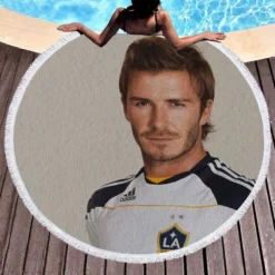 David Beckham Strong Galaxy Player Round Beach Towel 1