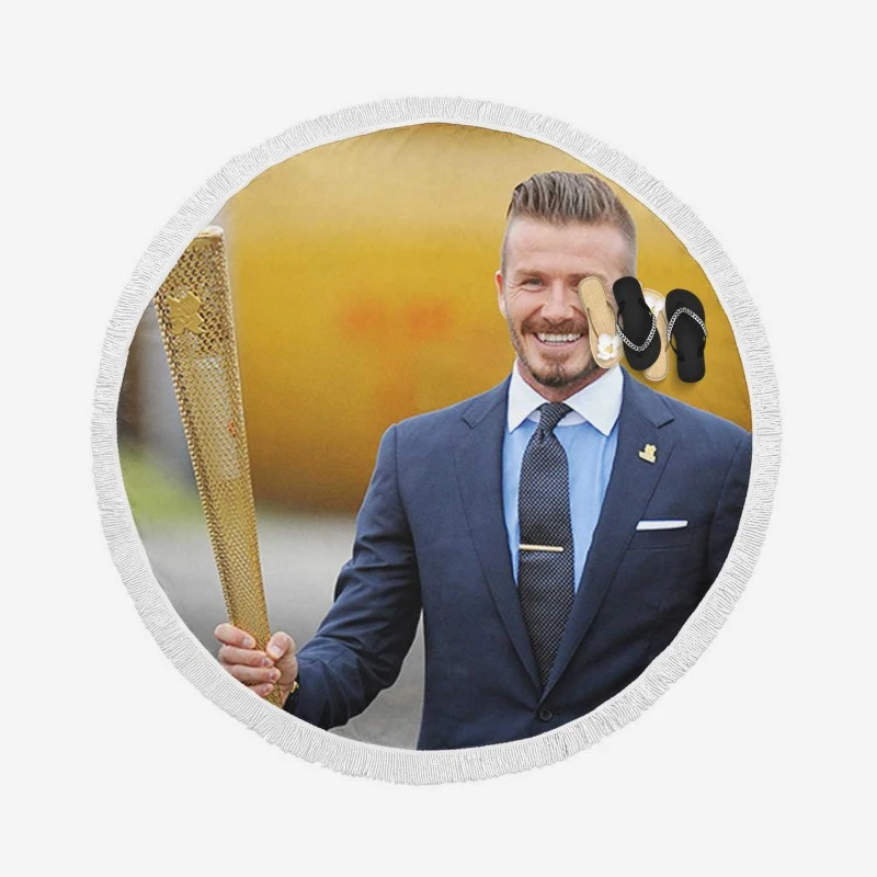 David Beckham in London Olympic Round Beach Towel