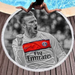 David Beckham in PSG Round Beach Towel 1