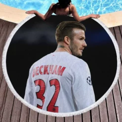 David Beckham in White Jersey Round Beach Towel 1