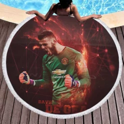 David de Gea Awarded Man United Football Player Round Beach Towel 1