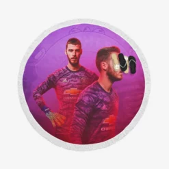 David de Gea Energetic Goalkeeping Football Player Round Beach Towel