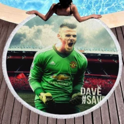 David de Gea Famous Man United Football Player Round Beach Towel 1