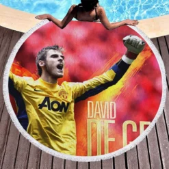 David de Gea Powerfull Spanish Football Player Round Beach Towel 1