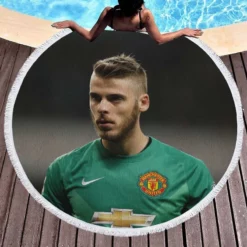 David de Gea Strong Man United Football Player Round Beach Towel 1