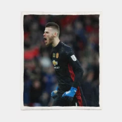 David de Gea in Black Jersey Sherpa Fleece Blanket 1