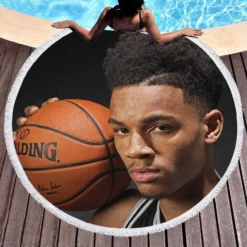 Dejounte Murray Popular NBA Basketball Player Round Beach Towel 1