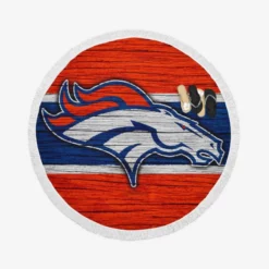 Denver Broncos NFL Wood Design Logo Round Beach Towel