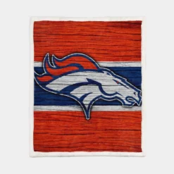 Denver Broncos NFL Wood Design Logo Sherpa Fleece Blanket 1