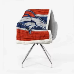 Denver Broncos NFL Wood Design Logo Sherpa Fleece Blanket 2