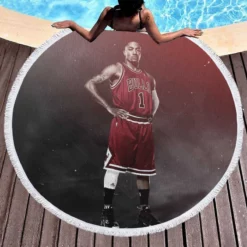 Derrick Rose Chicago Bulls NBA Basketball Player Round Beach Towel 1