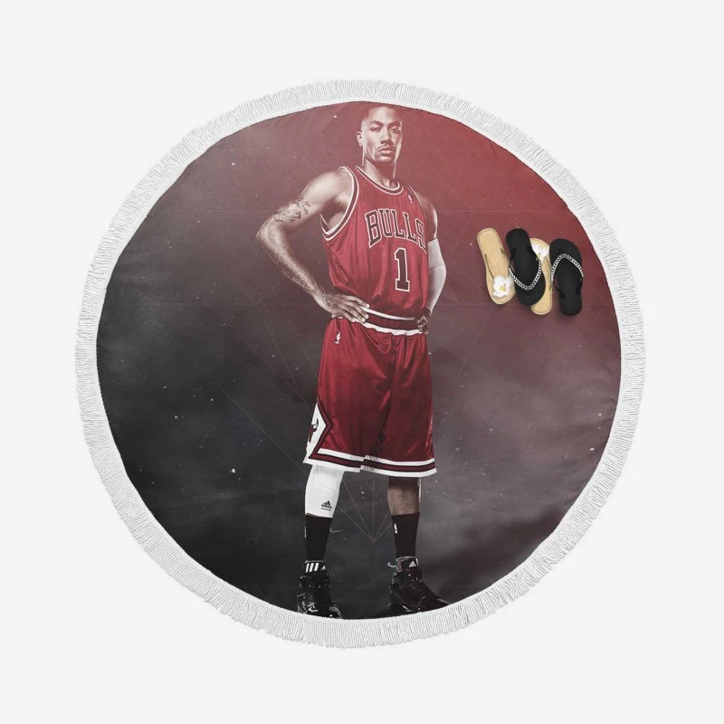 Derrick Rose Chicago Bulls NBA Basketball Player Round Beach Towel