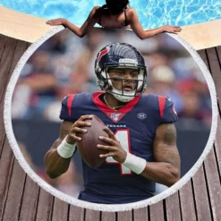 Deshaun Watson NFL American Football Player Round Beach Towel 1