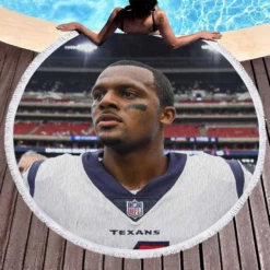 Deshaun Watson Popular NFL American Football Player Round Beach Towel 1