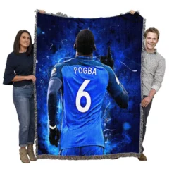Determined Footballer Player Paul Pogba Woven Blanket