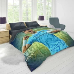 Determined Footballer Player Sergio Aguero Duvet Cover 1