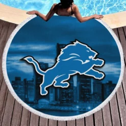 Detroit Lions NFL American Football Team Round Beach Towel 1