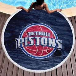 Detroit Pistons Powerful NBA Basketball Club Round Beach Towel 1