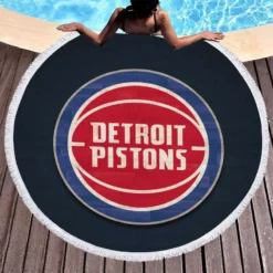 Detroit Pistons Top Ranked NBA Basketball Team Round Beach Towel 1