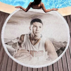 Devin Booker Popular NBA Basketball Player Round Beach Towel 1