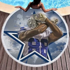 Dez Bryant Popular NFL Football Player Round Beach Towel 1