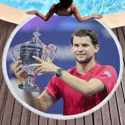 Dominic Thiem Austrian Tennis Player Round Beach Towel 1