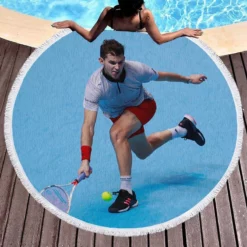 Dominic Thiem Energetic Austrian Tennis Player Round Beach Towel 1