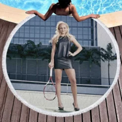 Donna Vekic Croatian Professional Tennis Player Round Beach Towel 1