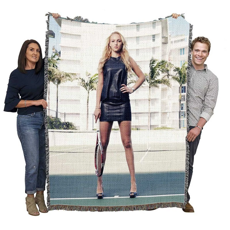 Donna Vekic Energetic Croatian Tennis Player Woven Blanket