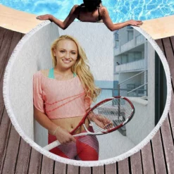 Donna Vekic Excellent Croation Tennis Player Round Beach Towel 1