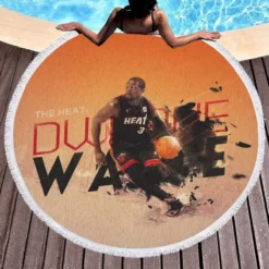 Dwyane Wade Professional NBA Basketball Player Round Beach Towel 1