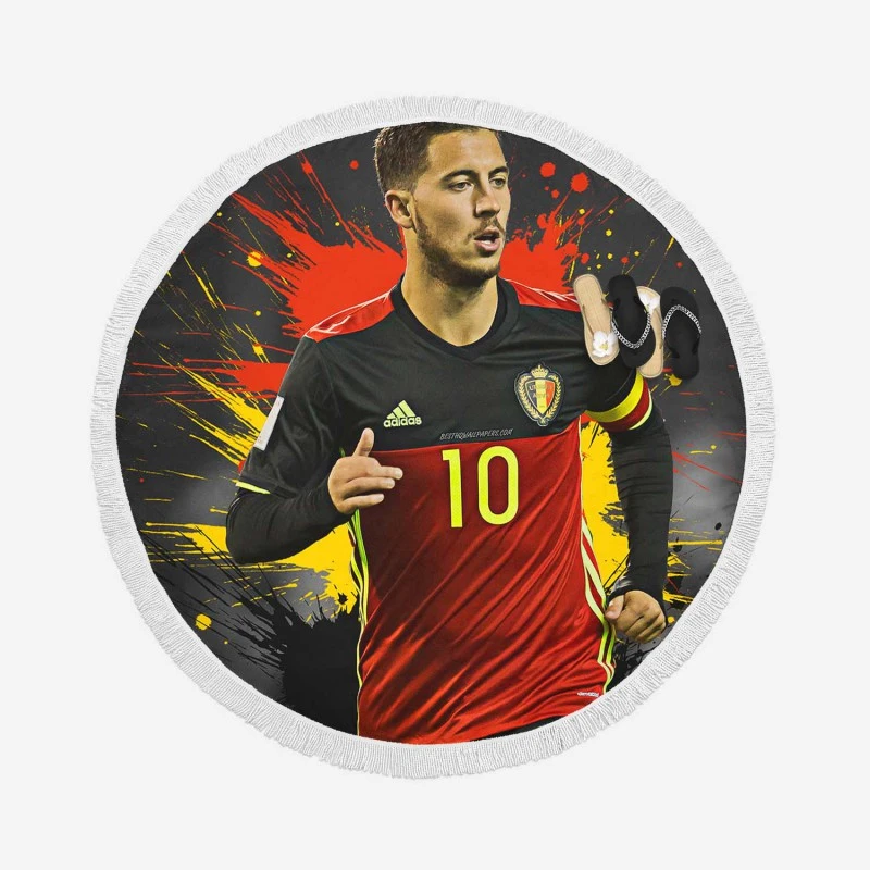 Eden Hazard Awarded Belgium Soccer Player Round Beach Towel