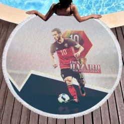 Eden Hazard  Belgium Star Player Round Beach Towel 1