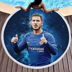 Eden Hazard Chelsea Midfield Football Player Round Beach Towel 1